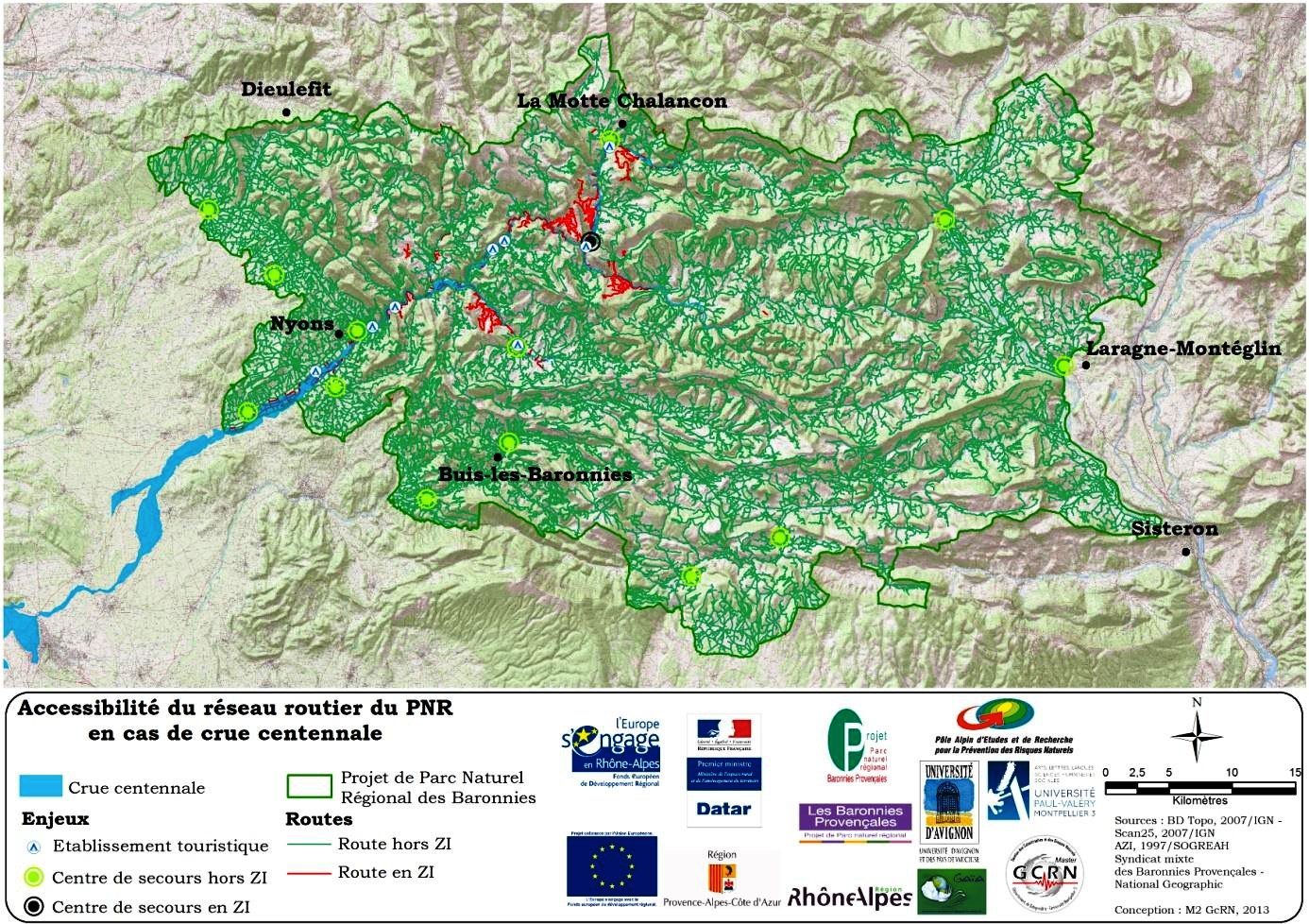 Carte d’accessibilité du réseau routier du Pnr en cas de crue centennale Carte d’accessibilité du réseau routier du Pnr en cas de crue centennale