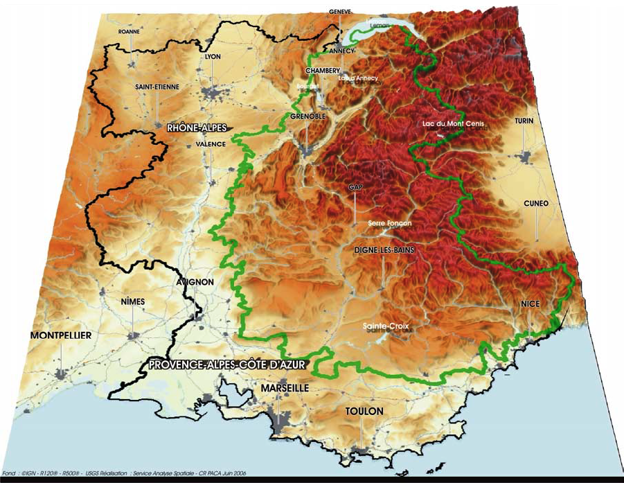 Carte du Massif des Alpes (source: Schéma de Massif)